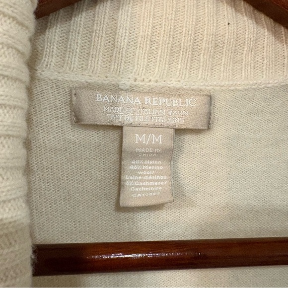 Banana Republic Cream Shawl Collar Cashmere Blend Cardigan Preppy Chic - Picture 2 of 3